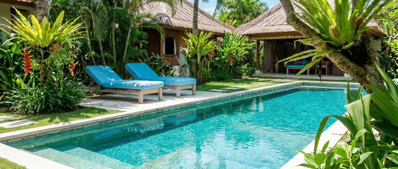 Luxury Bali villa with pool and tropical garden